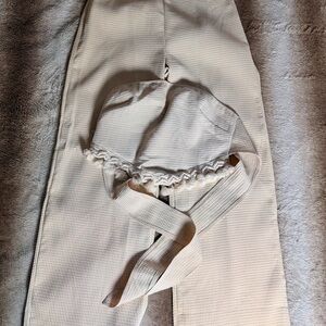 Cream Textured Pants and Tube-Top Set